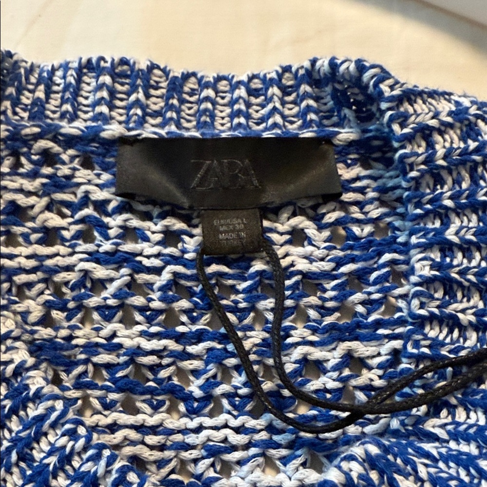 Zara Blue and White Knit Cardigan - Picture 4 of 4